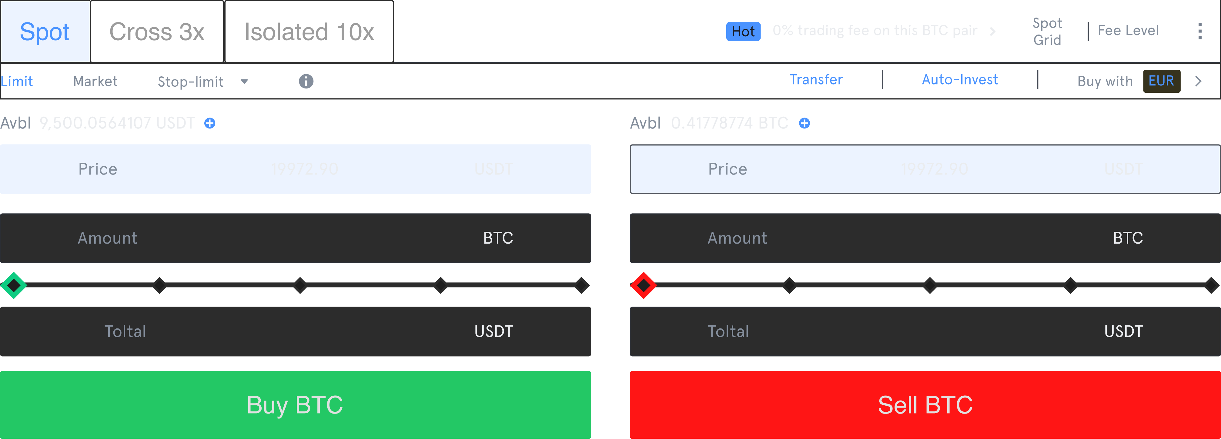 Limit Order Placement Interface