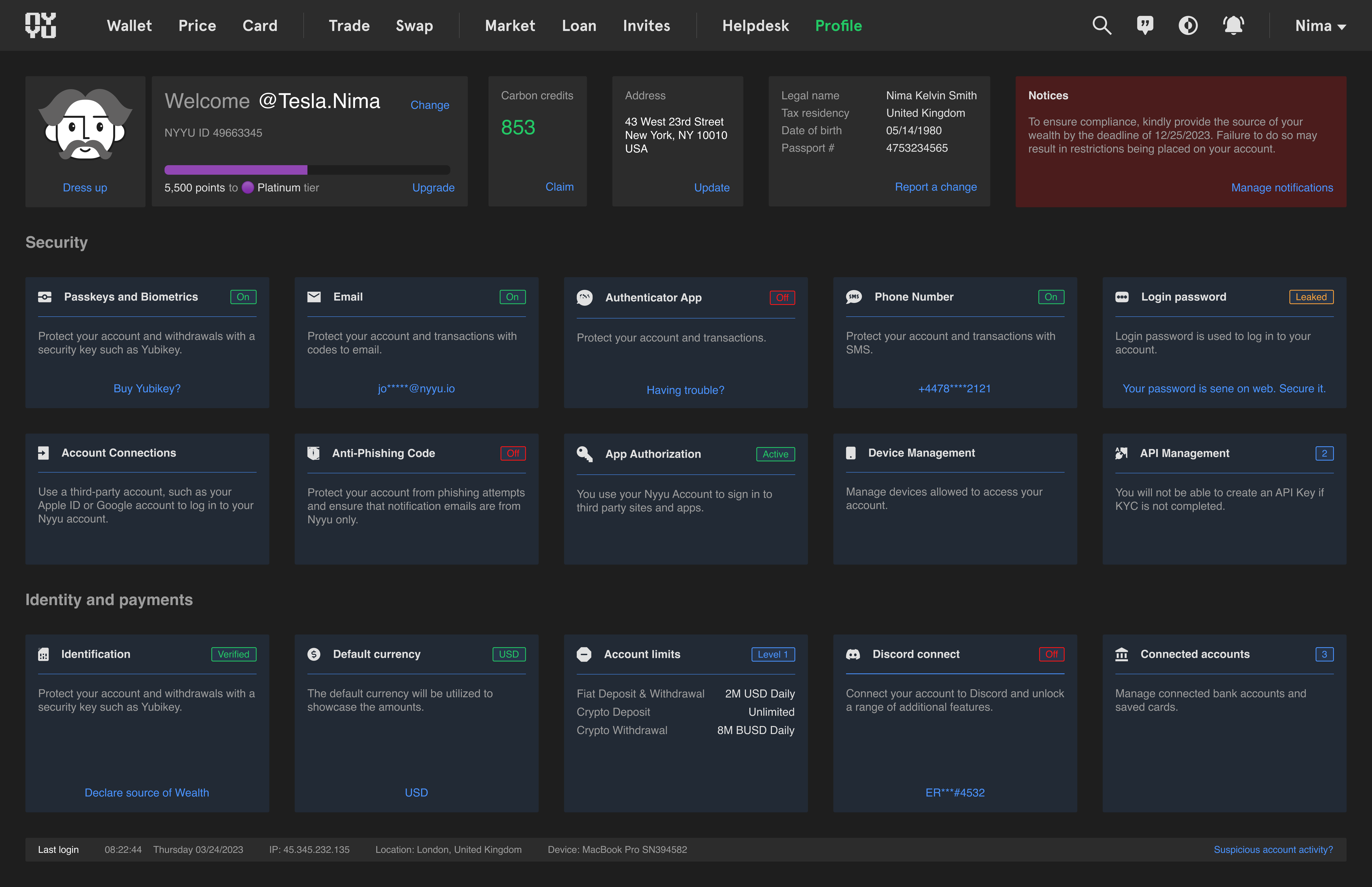 NYYU Profile Dashboard Overview