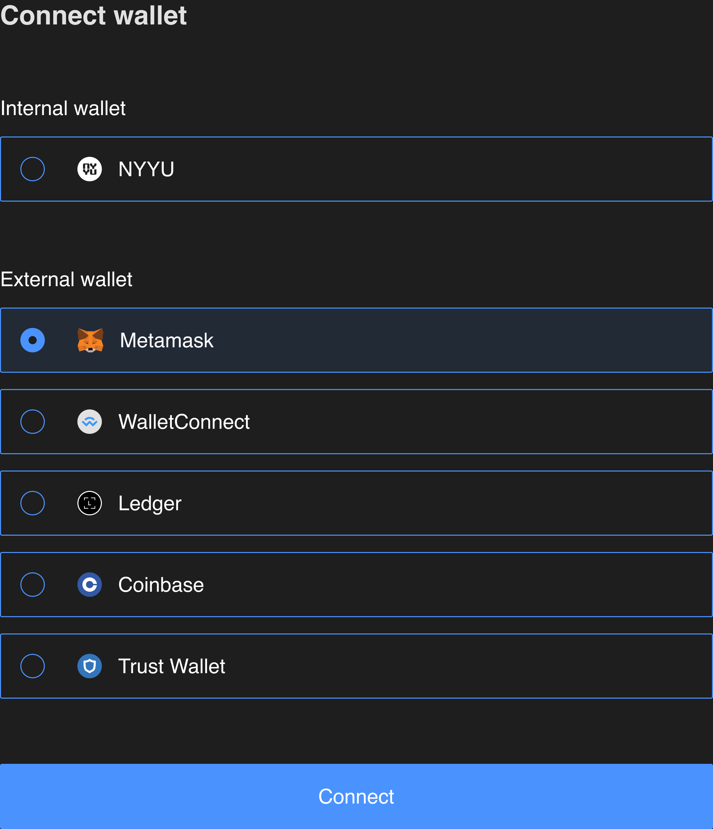 Connecting Wallet for Swap