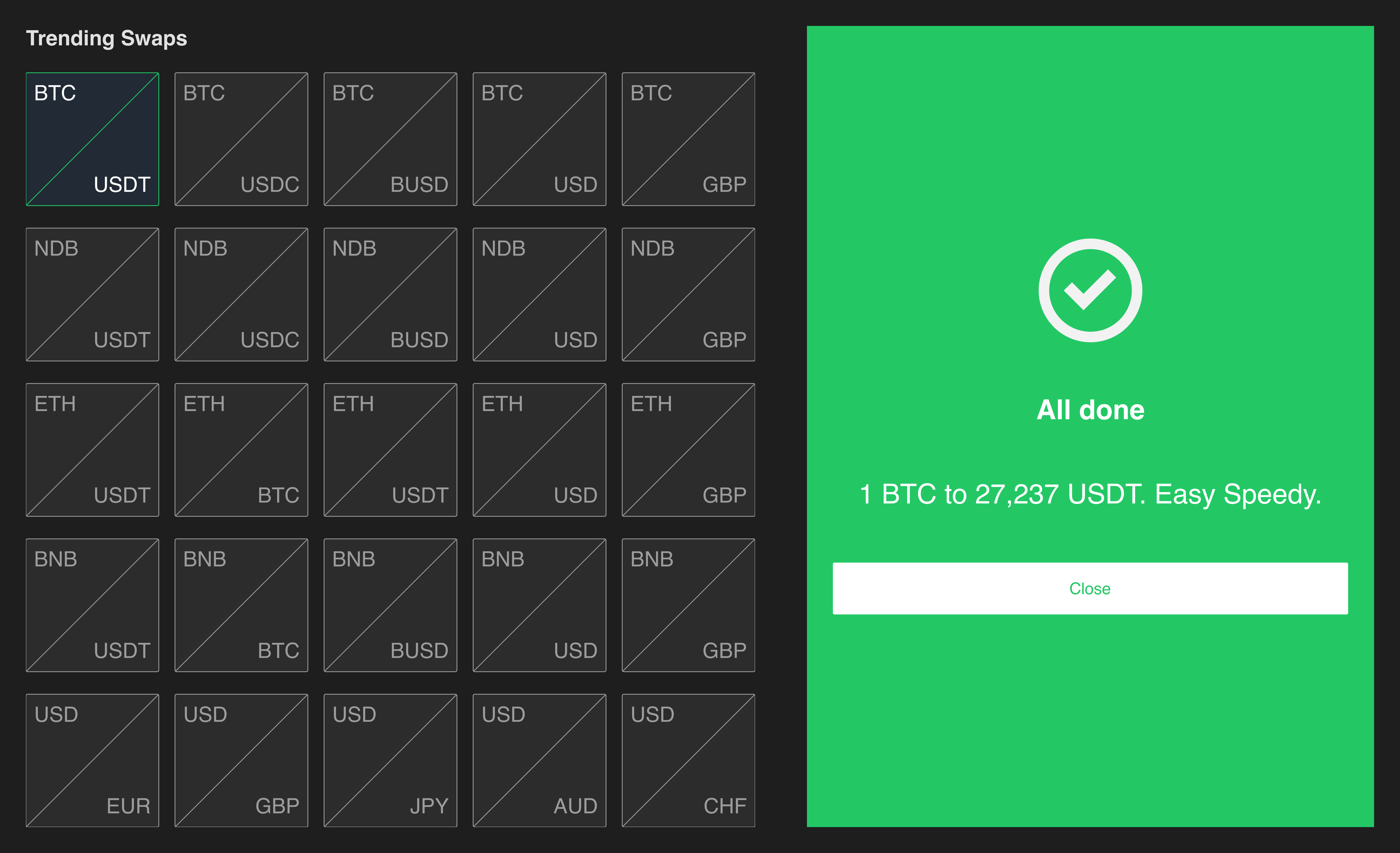 Swap Completed Successfully